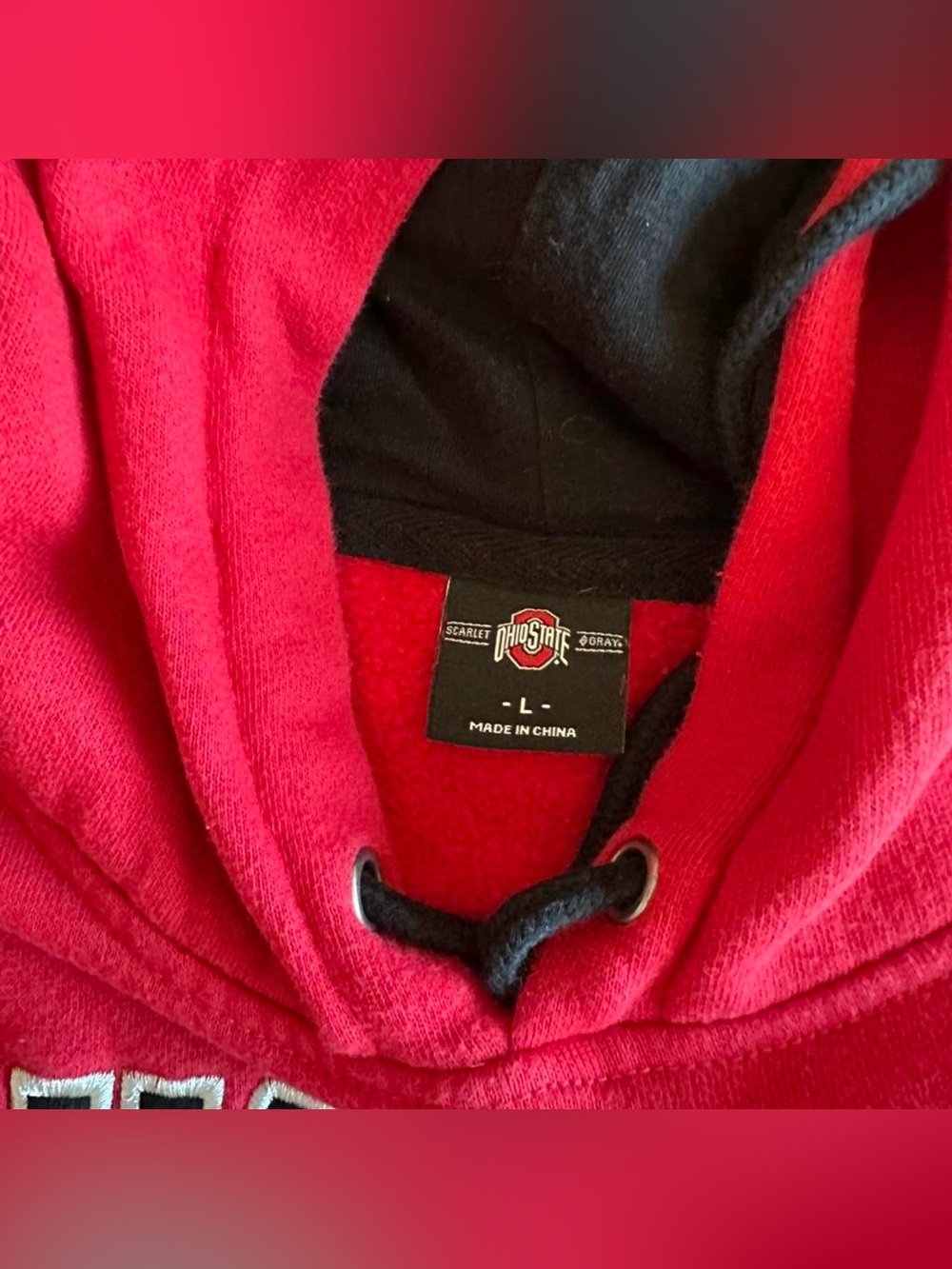 Ohio State Buckeyes Embroidered Hoodie Men’s Large Red - Picture 3 of 6